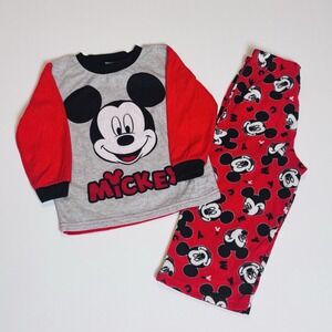 Disney Mickey Mouse 2 Piece Soft Warm Fleece Pajama Set Boys Size 3T 2017 EUC
